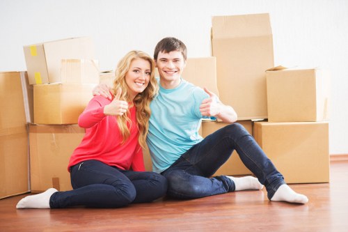 Careful loading of boxes and furniture for residential relocation