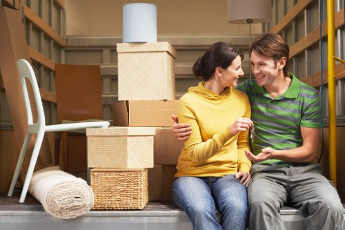 Moving day checklist and packed boxes for a Crewshill house move